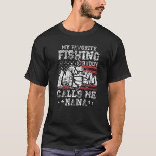 My Favorite Fishing Buddy Call Me Nana US Flag Pre T-Shirt