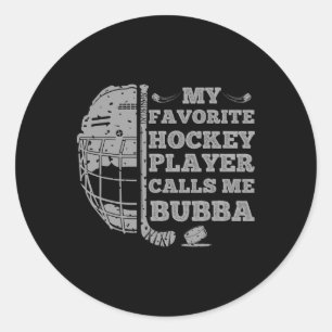 My Favorite Hockey Calls Me Bub Vintage Family Mat Classic Round Sticker