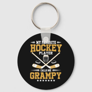 My Favorite Hockey Player Calls Me Grampy Hockey P Key Ring