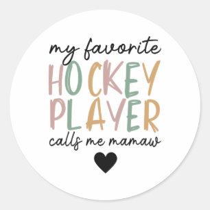 My Favorite Hockey Player Calls Me Mamaw Vintage Classic Round Sticker
