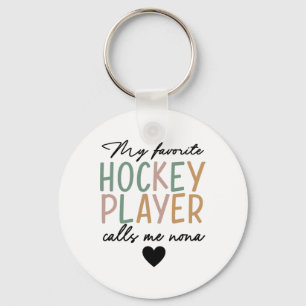 My Favorite Hockey Player Calls Me Nona Vintage Key Ring