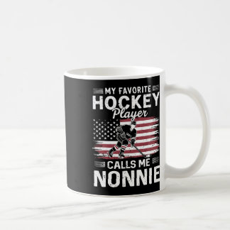 My Favorite Hockey Player Calls Me Nonnie Us Flag Coffee Mug