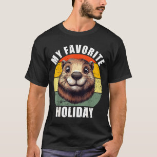 My Favorite Holiday Funny Groundhog Day 2025 Retro T-Shirt