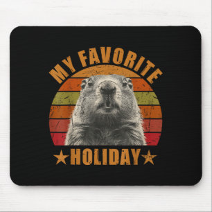 My Favorite Holiday Funny Retro Vintage Groundhog Mouse Mat