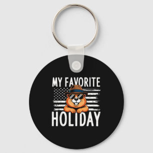 My Favorite Holiday Groundhog Day Us Flag Groundho Key Ring