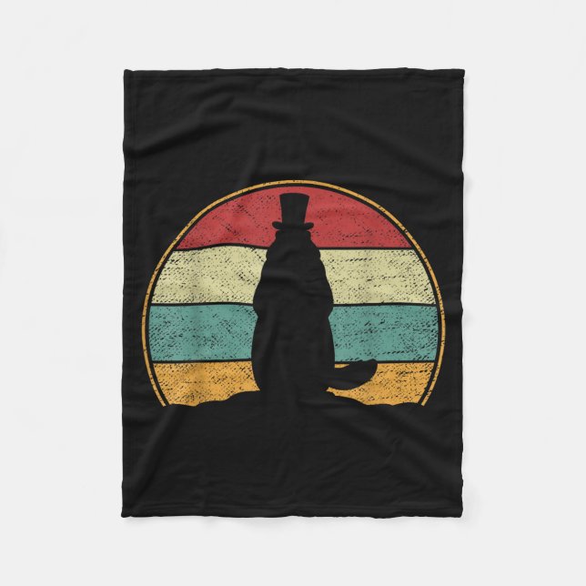 My Favorite Holiday Retro Groundhog Day Funny Wood Fleece Blanket (Front)