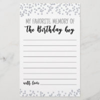 My Favorite memory of the Birthday boy Party game