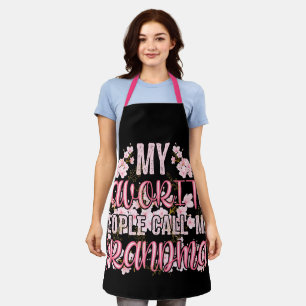 My Favorite People Call Me Grandma Flower Apron