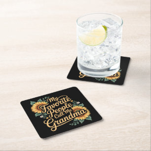 My Favorite People Call Me Grandma Mother's Day Square Paper Coaster
