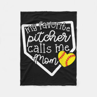 My Favorite Pitcher Calls Me Mom Softll Cute Mama  Fleece Blanket