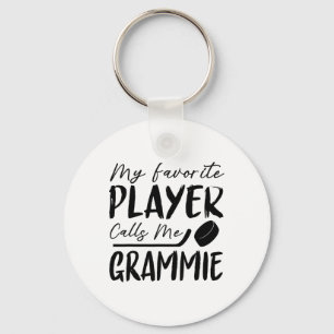 My Favorite Player Calls Me Grammie Hockey Player Key Ring