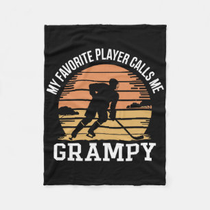 My Favorite Player Calls Me Grampy Hockey Funny Fleece Blanket