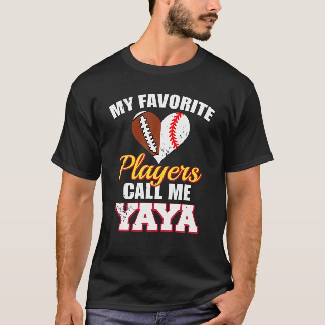 My Favorite Players Call Me Yaya Football Baseball T-Shirt (Front)