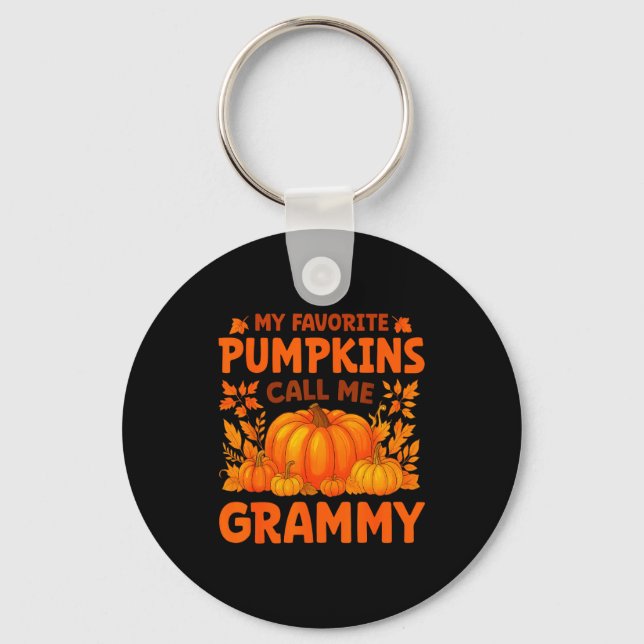 My Favorite Pumpkins Call Me Grammy Thanksgiving  Key Ring (Front)