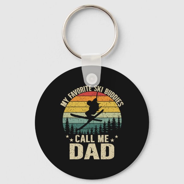 My Favorite Ski Buddies Call Me Dad Funny Skiing F Key Ring (Front)