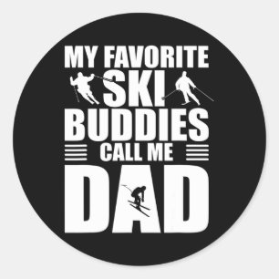 My Favorite Ski Buddies Call Me Dad Mens Skiing Gi Classic Round Sticker