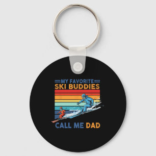 My Favorite Ski Buddies Call Me Dad Retro Skiing F Key Ring
