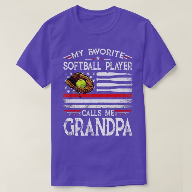 My Favorite Softball Player Calls Me Grandpa Ameri T-Shirt (Design Front)
