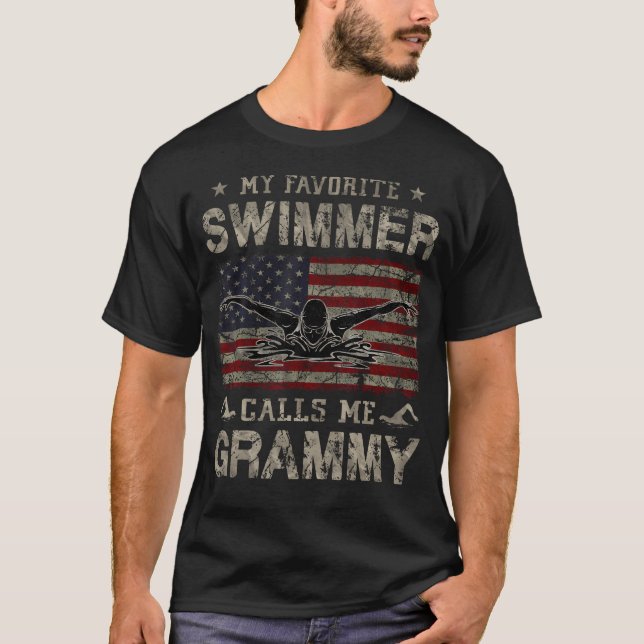 My Favorite Swimmer Calls Me Grammy Mothers Day T-Shirt (Front)