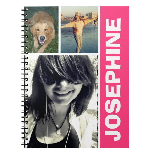 My favorite things hot pink photo collage journal (Front)