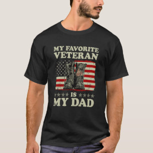 My Favorite Veteran Is My Dad American Flag Vetera T-Shirt