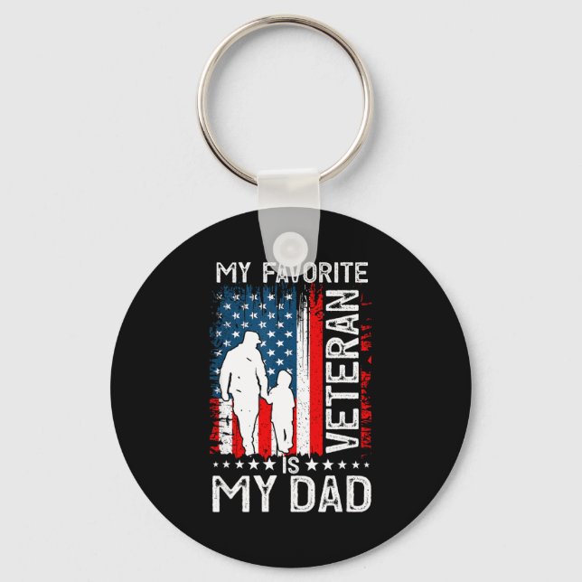 My Favorite Veteran Is My Dad Father Thank You Vet Key Ring (Front)