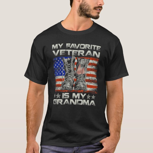 My Favorite Veteran Is My Grandma Combat Boots Ame T-Shirt (Front)