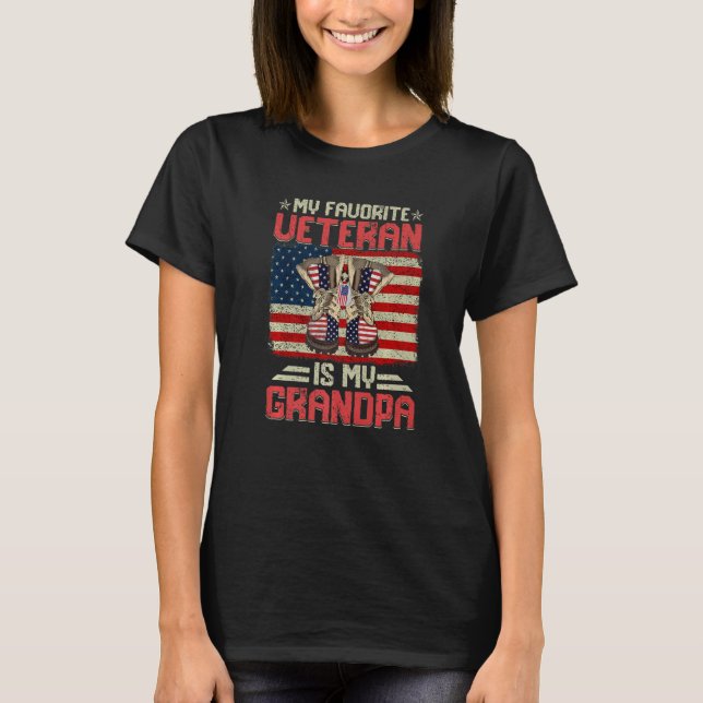 My Favorite Veteran Is My Grandpa Combat Boots Ame T-Shirt (Front)