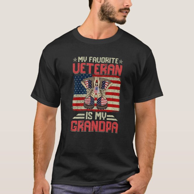 My Favorite Veteran Is My Grandpa Combat Boots Ame T-Shirt (Front)