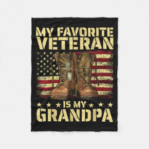 My Favorite Veteran Is My Grandpa Grandfather Vete Fleece Blanket