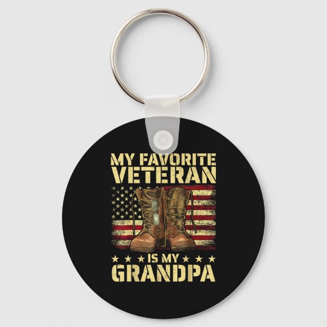 My Favorite Veteran Is My Grandpa Grandfather Vete Key Ring (Front)