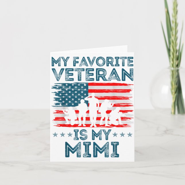 My Favorite Veteran Is My Mimi American Flag Veter Card (Front)