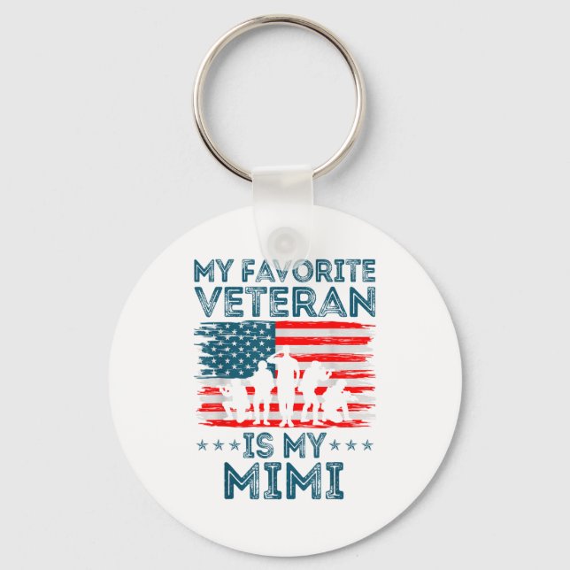 My Favorite Veteran Is My Mimi American Flag Veter Key Ring (Front)