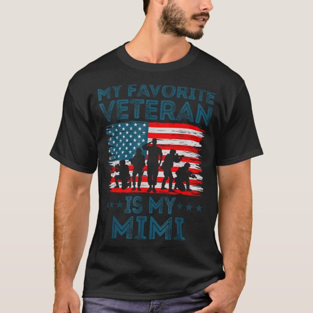 My Favorite Veteran Is My Mimi American Flag Veter T-Shirt (Front)