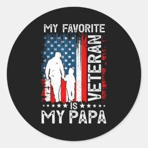 My Favorite Veteran Is My Papa Grandpa Thank You V Classic Round Sticker