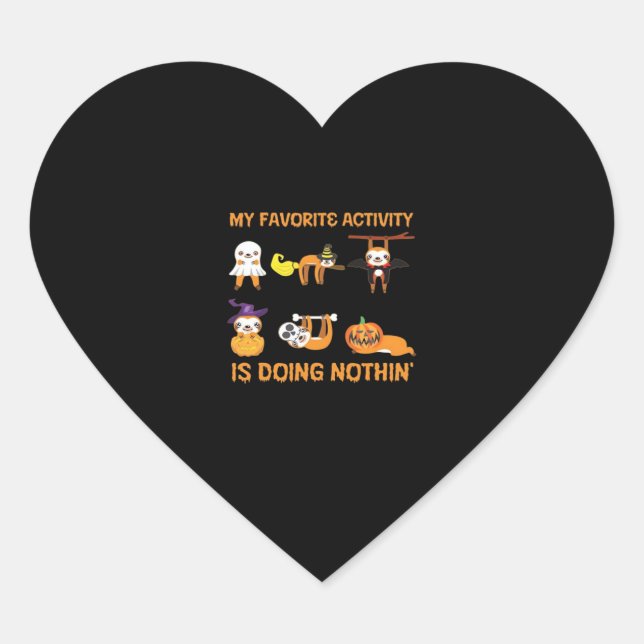 My Favourite Activity Is Doing Nothin' Retro Sloth Heart Sticker (Front)