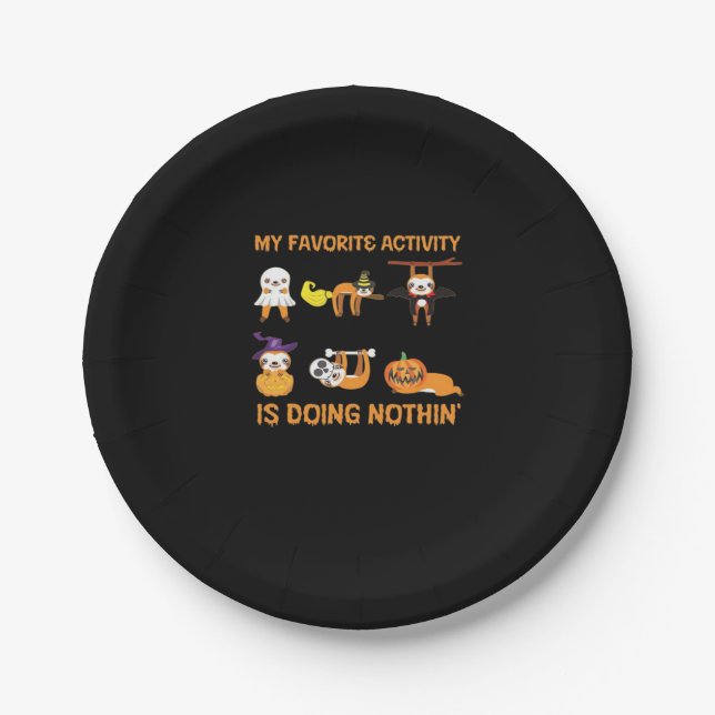 My Favourite Activity Is Doing Nothin' Retro Sloth Paper Plate (Front)