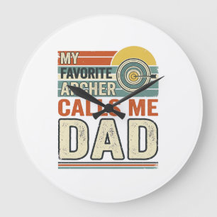 My Favourite Archer Calls Me Dad Vintage Design_1 Large Clock