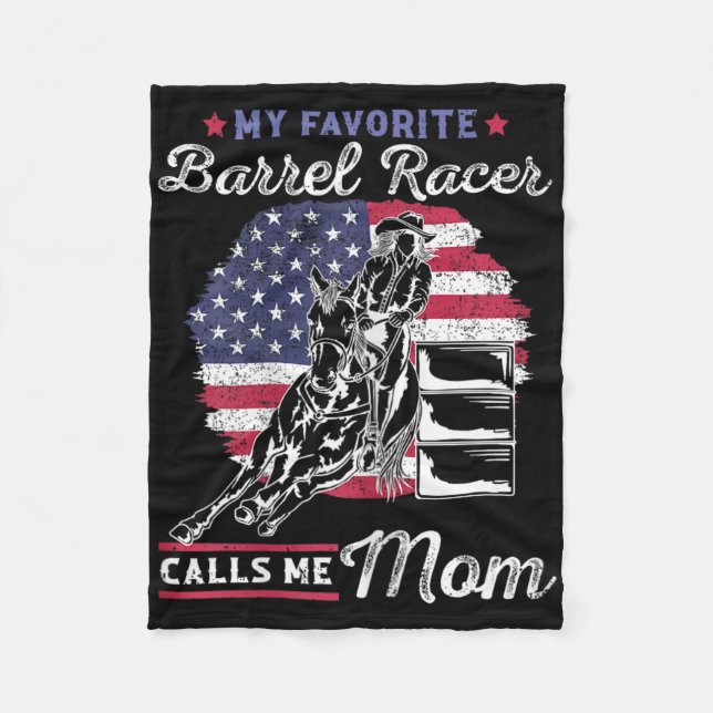 My Favourite Barrel Racer Calls Me Mum I Horseback Fleece Blanket (Front)