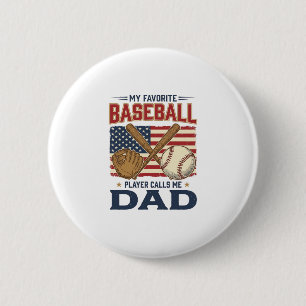 My Favourite Baseball Player Calls Me Dad Vintage 6 Cm Round Badge