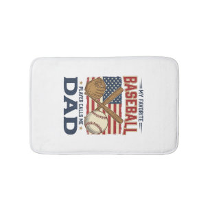 My Favourite Baseball Player Calls Me Dad Vintage  Bath Mat
