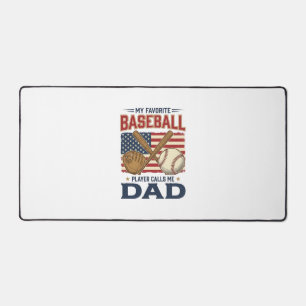 My Favourite Baseball Player Calls Me Dad Vintage Desk Mat