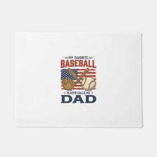 My Favourite Baseball Player Calls Me Dad Vintage Doormat