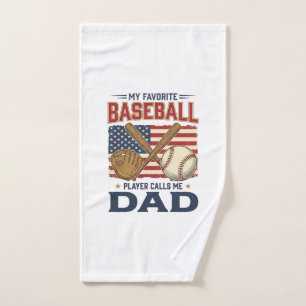 My Favourite Baseball Player Calls Me Dad Vintage  Hand Towel