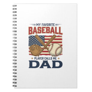 My Favourite Baseball Player Calls Me Dad Vintage Notebook