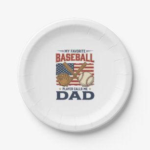 My Favourite Baseball Player Calls Me Dad Vintage  Paper Plate