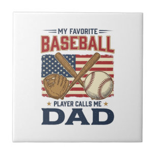 My Favourite Baseball Player Calls Me Dad Vintage Tile