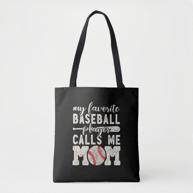 My Favourite Baseball Player Calls Me Mum Cheer Bo Tote Bag (Front)