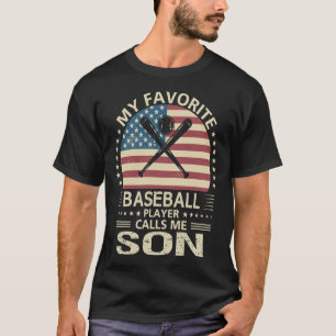 My Favourite Baseball Player Calls Me SON US Flag T-Shirt