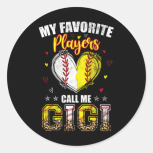 My Favourite Baseball Softball Players Call Me Gig Classic Round Sticker